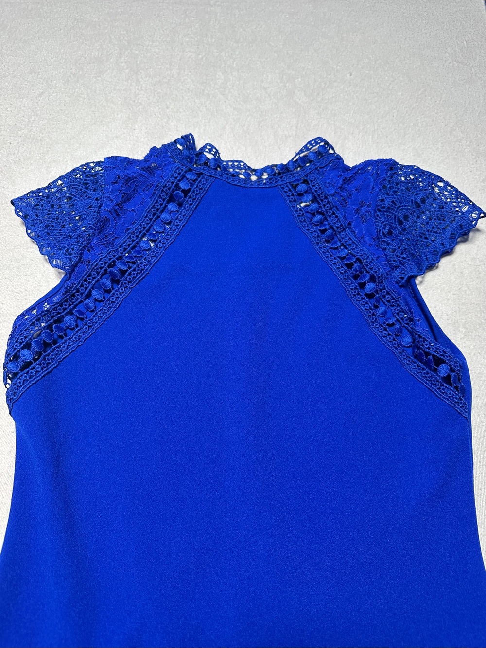 Haute Monde Cobalt Blue Lace Yoke Mini Dress - Picture 4 of 12